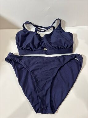Birdsong Navy Two-Piece Bikini Set with Adjustable Straps